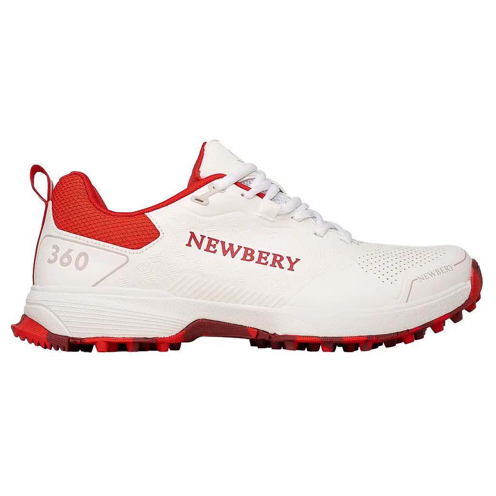 1 - Shoe White Red 360 Spikes Side.webp
